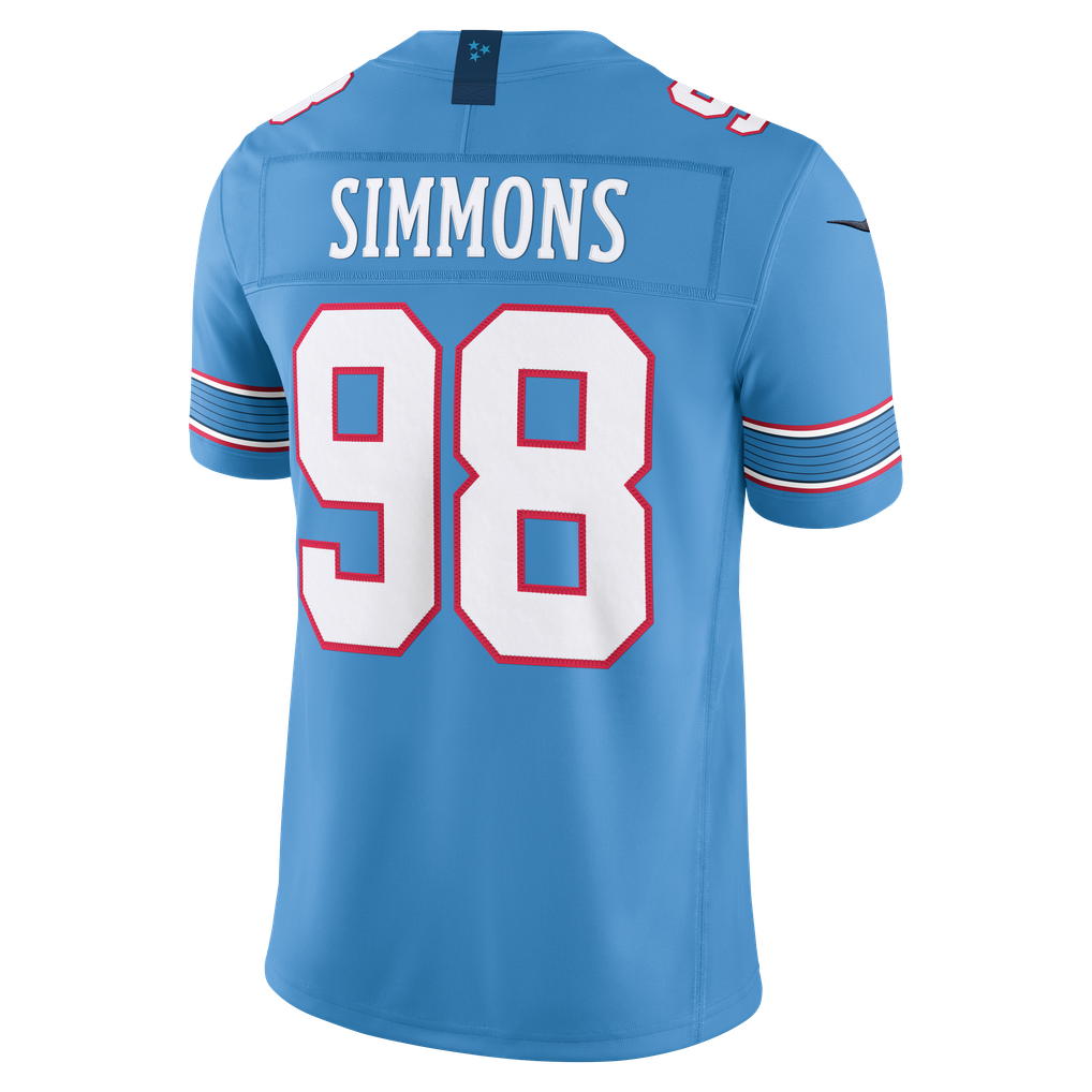 Men's Tennessee Titans Jeffery Simmons Nike Light Blue Team Vapor F.U.S.E. Stitched Limited Jersey - Image 4