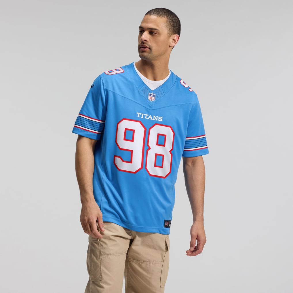 Men's Tennessee Titans Jeffery Simmons Nike Light Blue Team Vapor F.U.S.E. Stitched Limited Jersey - Image 5