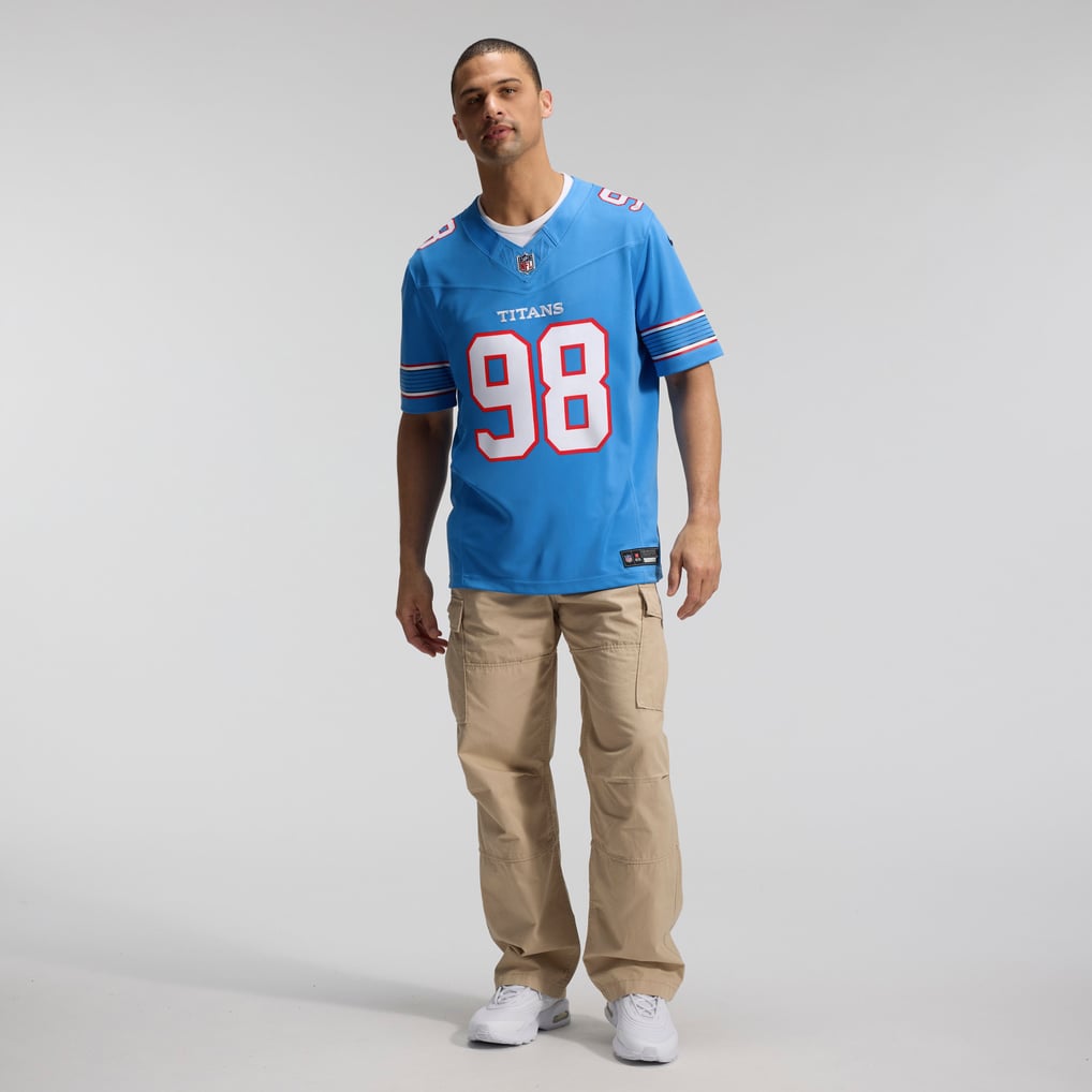 Men's Tennessee Titans Jeffery Simmons Nike Light Blue Team Vapor F.U.S.E. Stitched Limited Jersey - Image 7