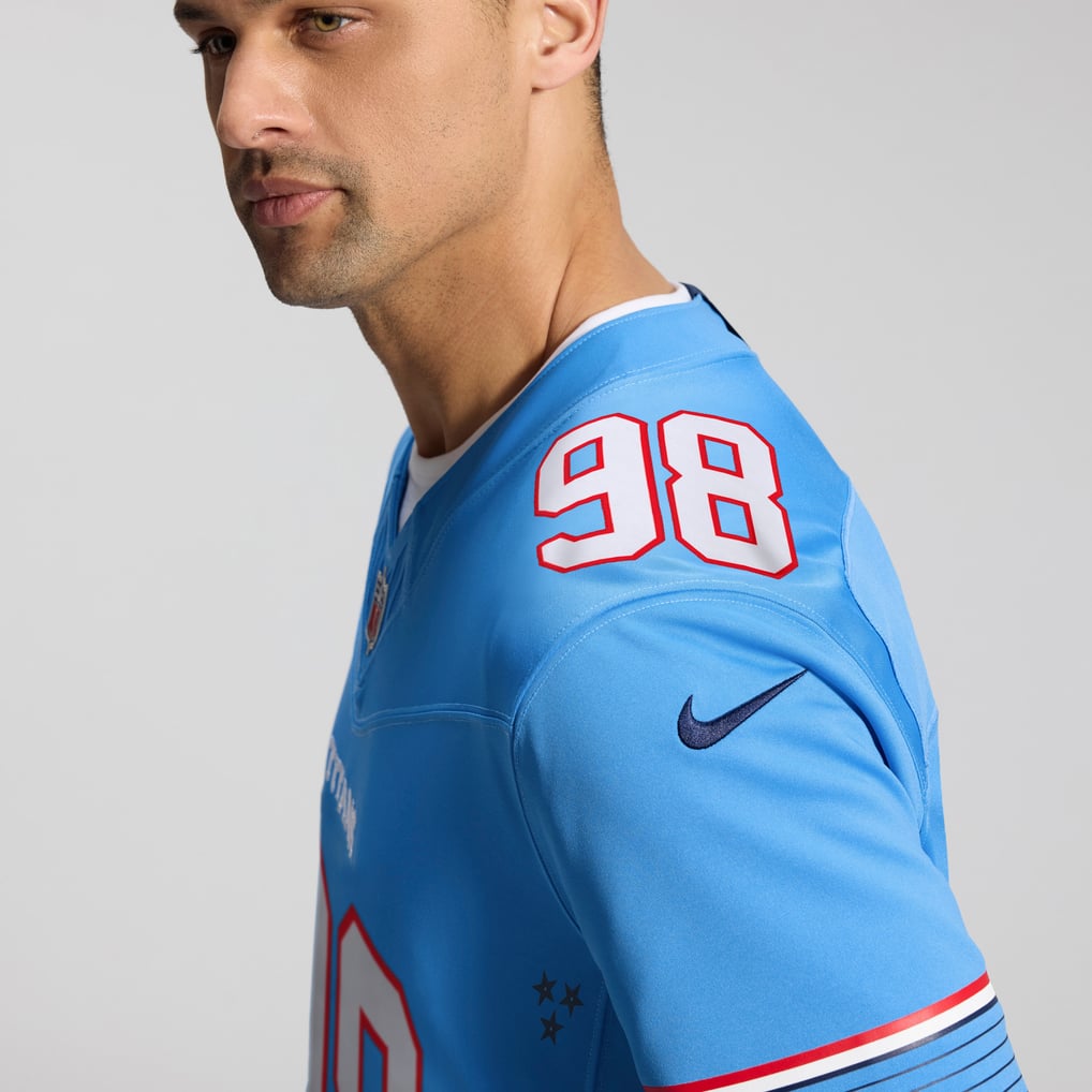 Men's Tennessee Titans Jeffery Simmons Nike Light Blue Team Vapor F.U.S.E. Stitched Limited Jersey - Image 9