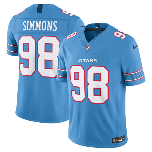 Men's Tennessee Titans Jeffery Simmons Nike Light Blue Team Vapor F.U.S.E. Stitched Limited Jersey - Image 1
