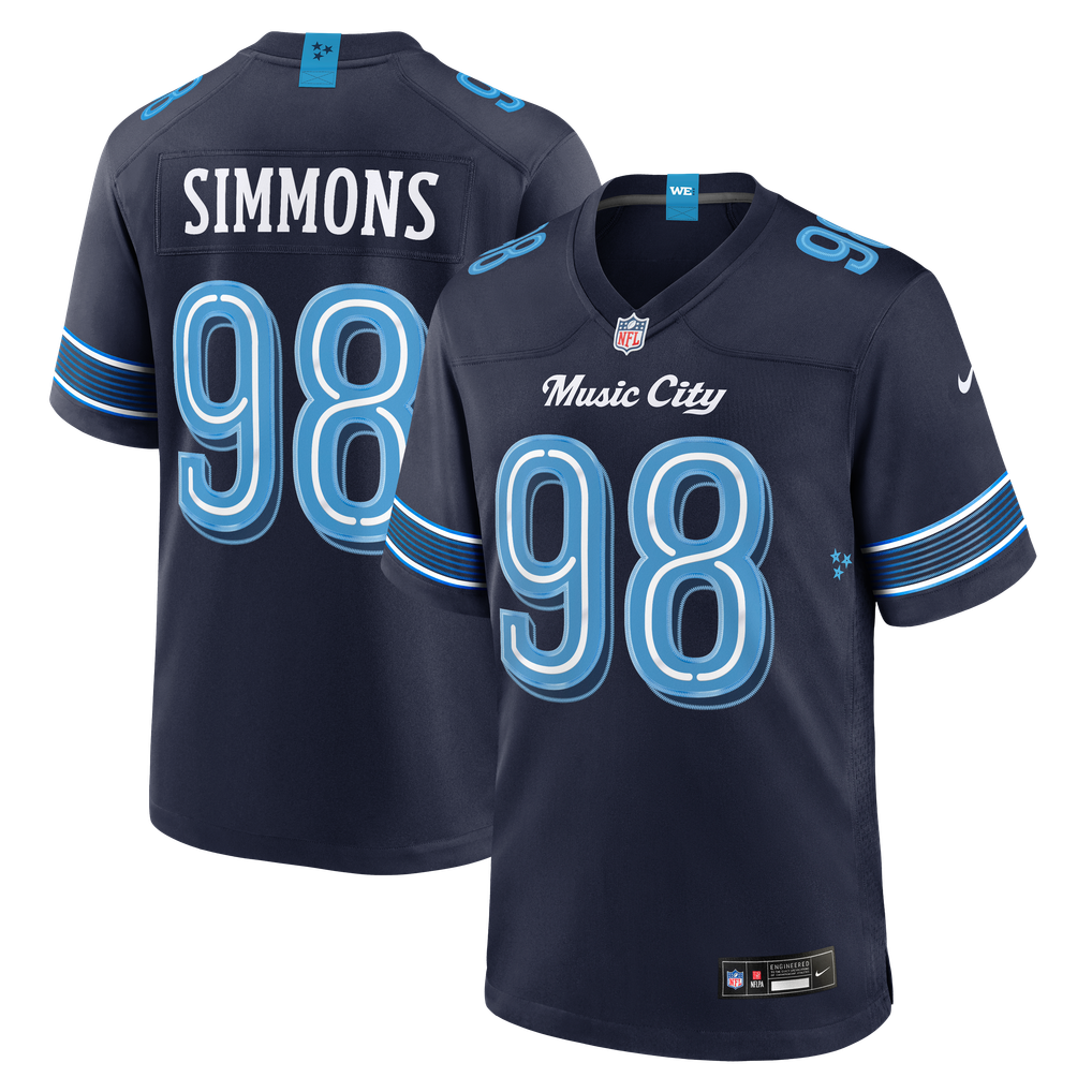 Men's Tennessee Titans Jeffery Simmons Nike Navy 2026 Rivalries Collection Game Jersey - Image 1