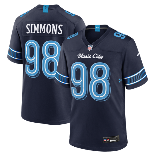 Men's Tennessee Titans Jeffery Simmons Nike Navy 2026 Rivalries Collection Game Jersey - Image 1
