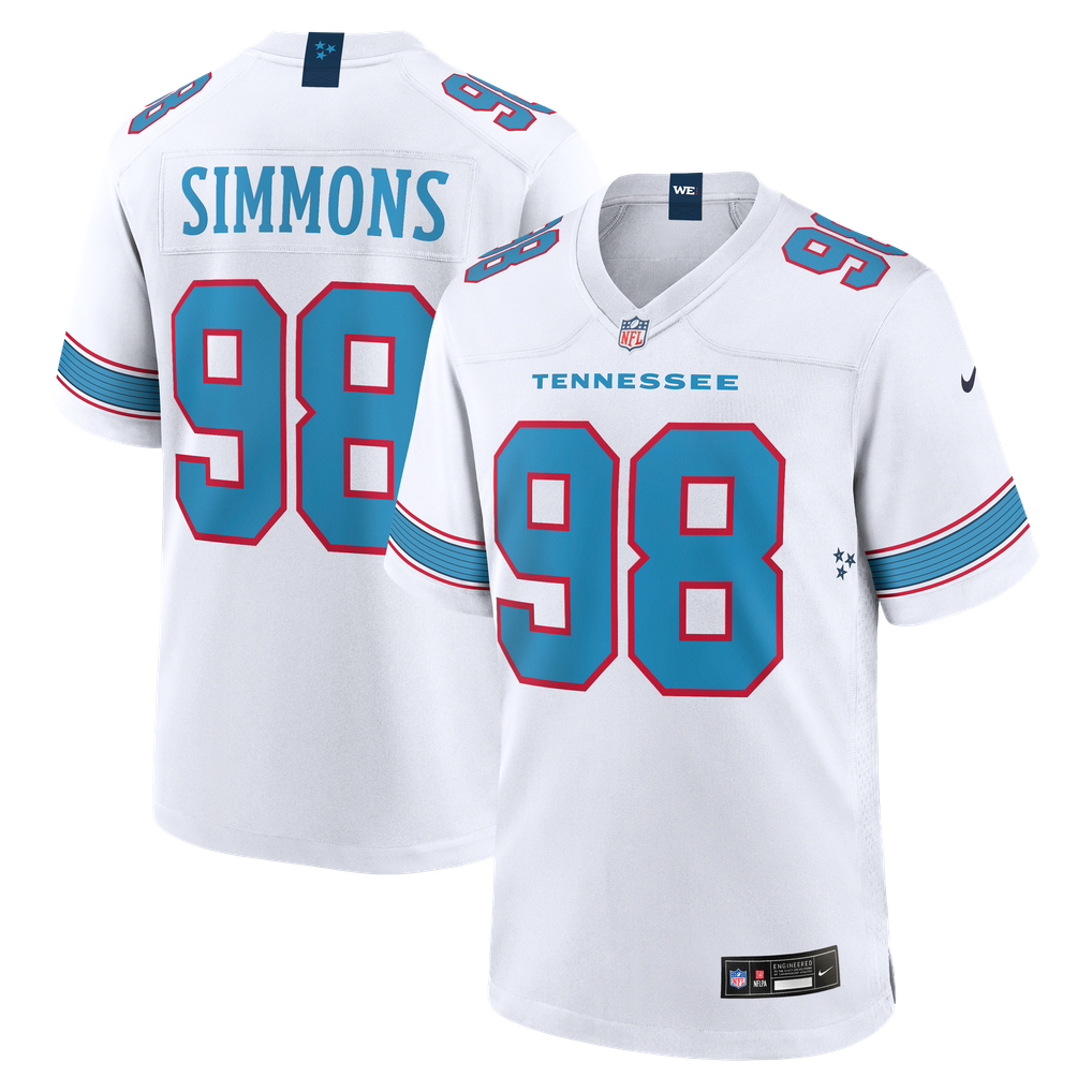 Men's Tennessee Titans Jeffery Simmons Nike White Game Jersey - Image 2