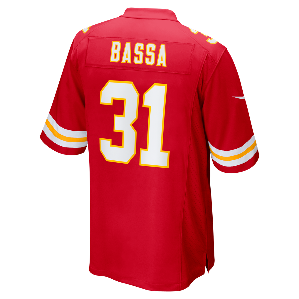 Men's Kansas City Chiefs Jeffrey Bassa Nike  Red Team Game Jersey - Image 4
