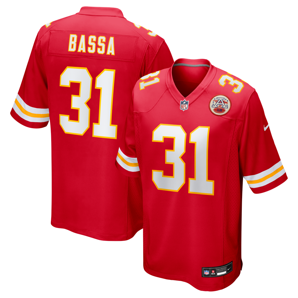 Men's Kansas City Chiefs Jeffrey Bassa Nike  Red Team Game Jersey - Image 1