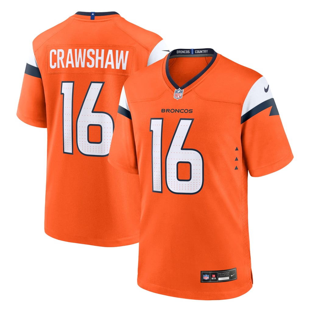 Men's Denver Broncos Jeremy Crawshaw Nike  Orange Team Game Jersey - Image 1