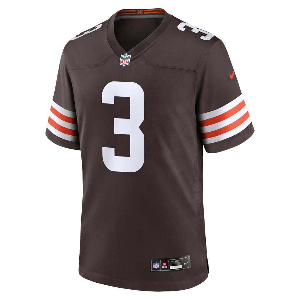 Men's Cleveland Browns Jerry Jeudy Nike Brown Game Jersey - Image 3