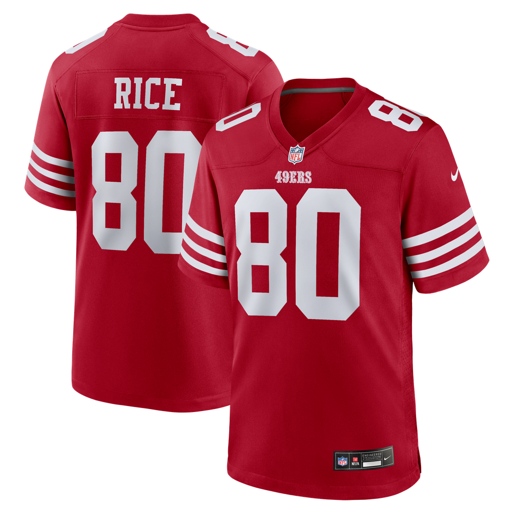 Men's San Francisco 49ers Jerry Rice Nike Scarlet Retired Game Player Jersey - Image 2