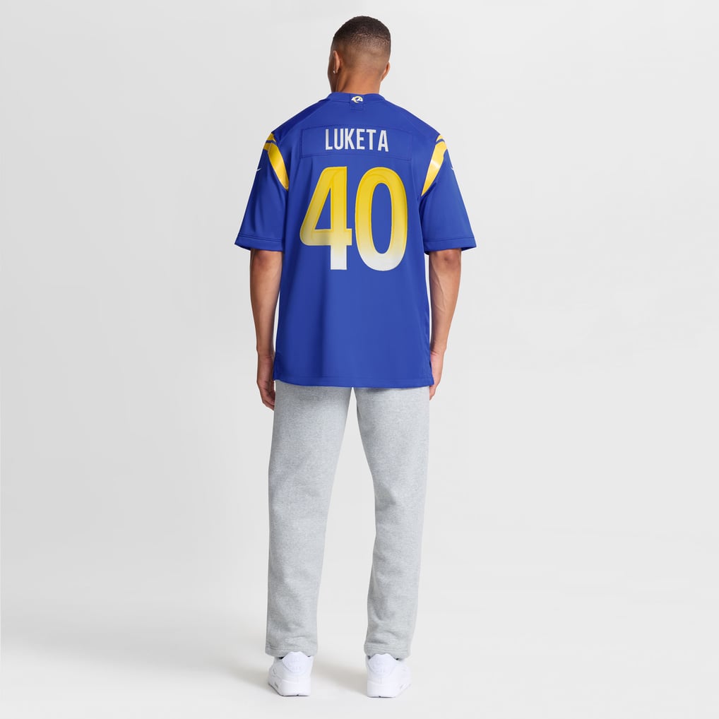 Men's Los Angeles Rams Jesse Luketa Nike  Royal Team Game Jersey - Image 6