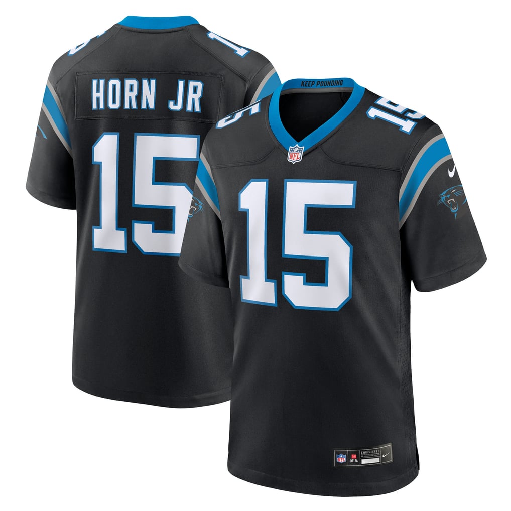 Men's Carolina Panthers Jimmy Horn Jr Nike Black Team Game Jersey - Image 2