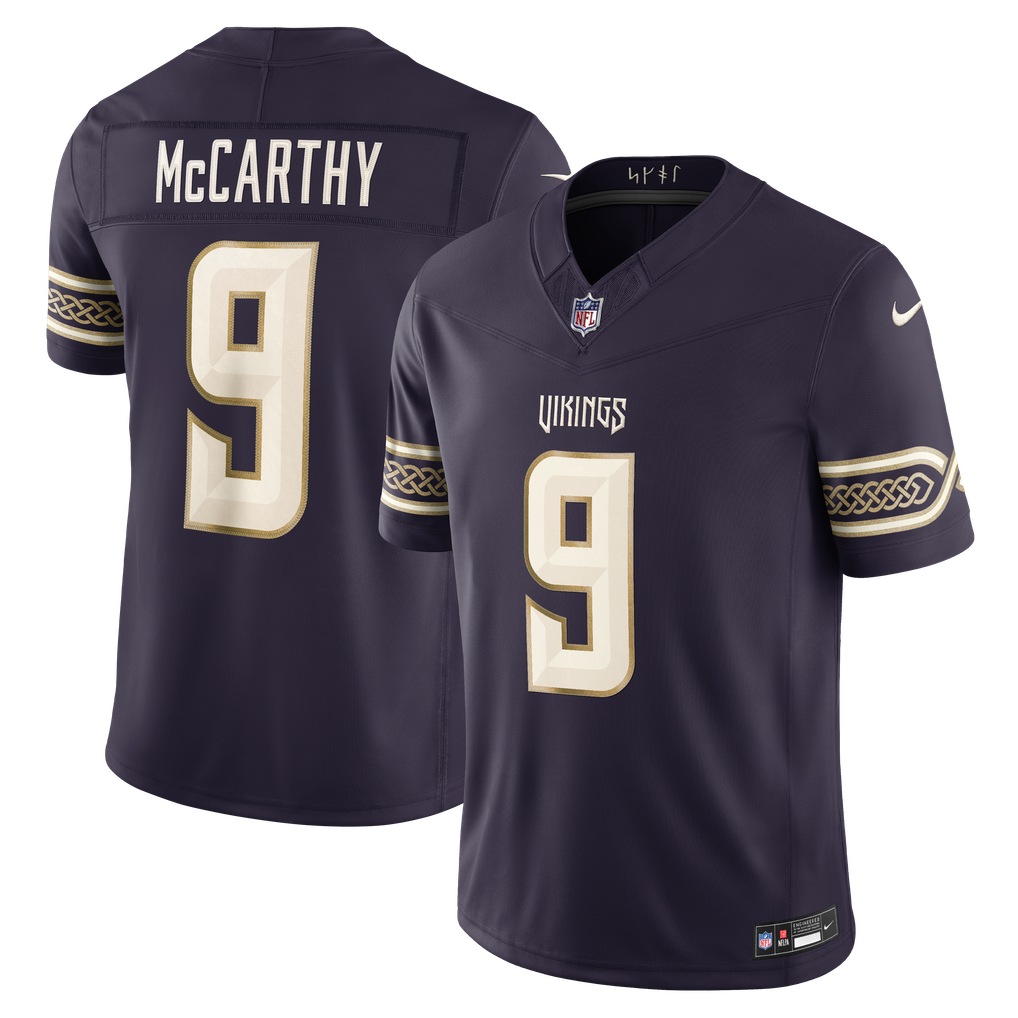 Men's Minnesota Vikings J.J. McCarthy Nike Purple 2026 Rivalries Collection Stitched Limited Jersey - Image 2