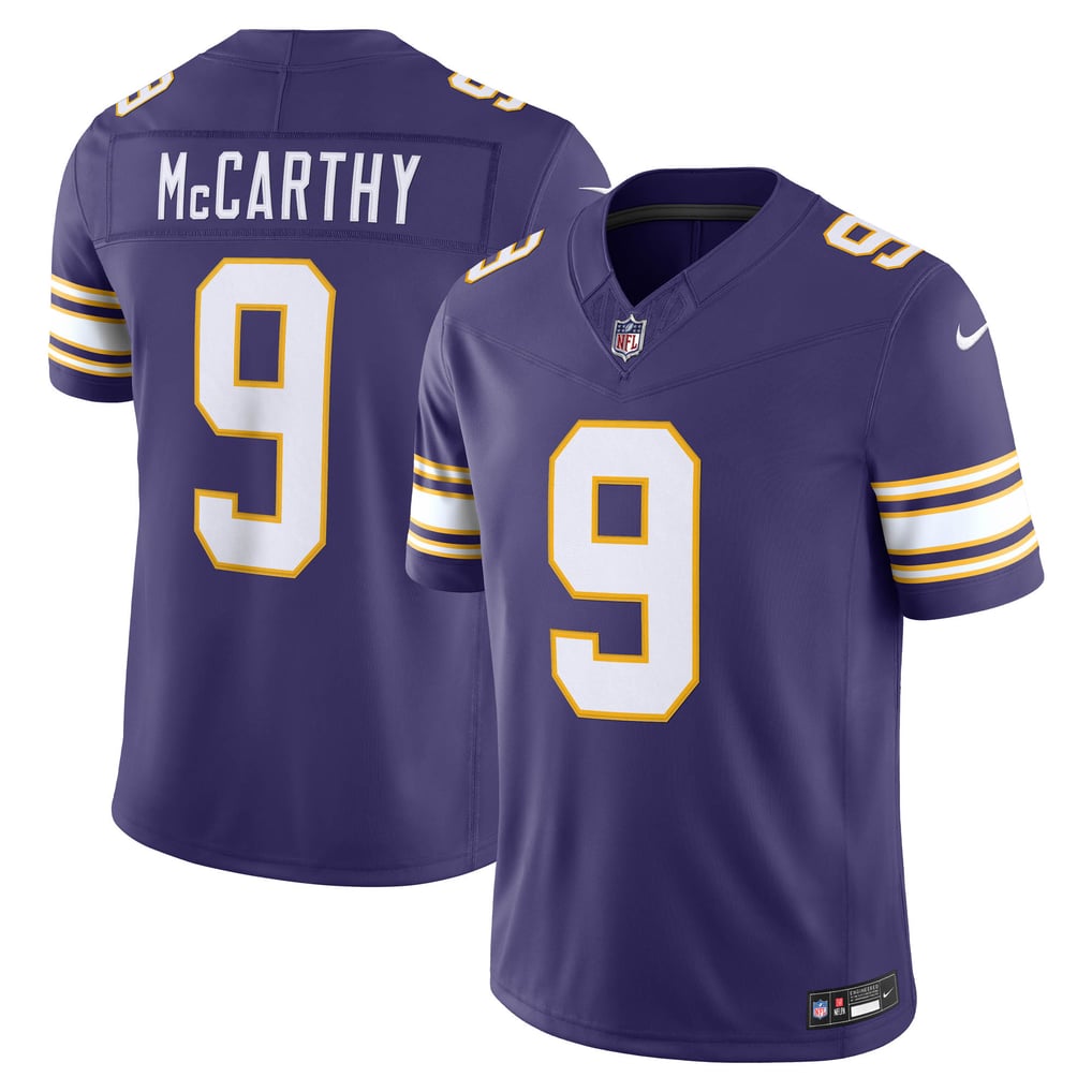 Men's Minnesota Vikings J.J. McCarthy Nike Purple Alternate Classic Vapor F.U.S.E. Stitched Limited Jersey - Image 2