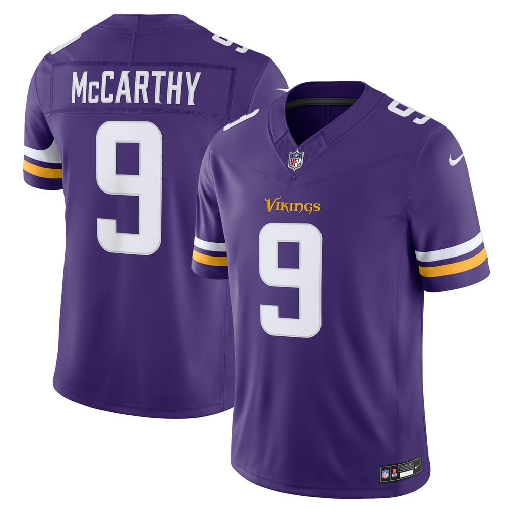 Men's Minnesota Vikings J.J. McCarthy Nike Purple Team Vapor F.U.S.E. Stitched Limited Jersey - Image 1