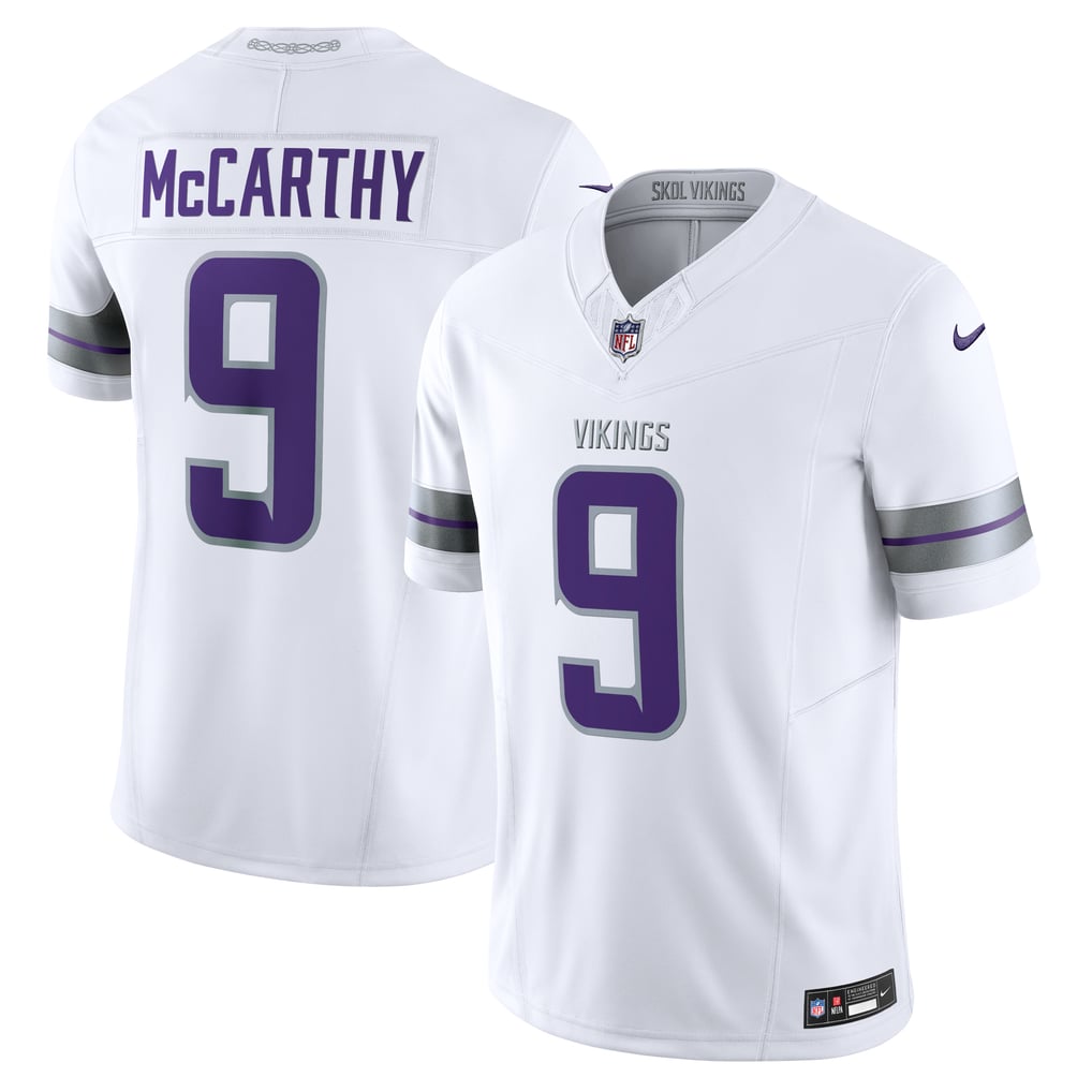 Men's Minnesota Vikings J.J. McCarthy Nike White Vapor F.U.S.E. Limited Jersey - Image 1
