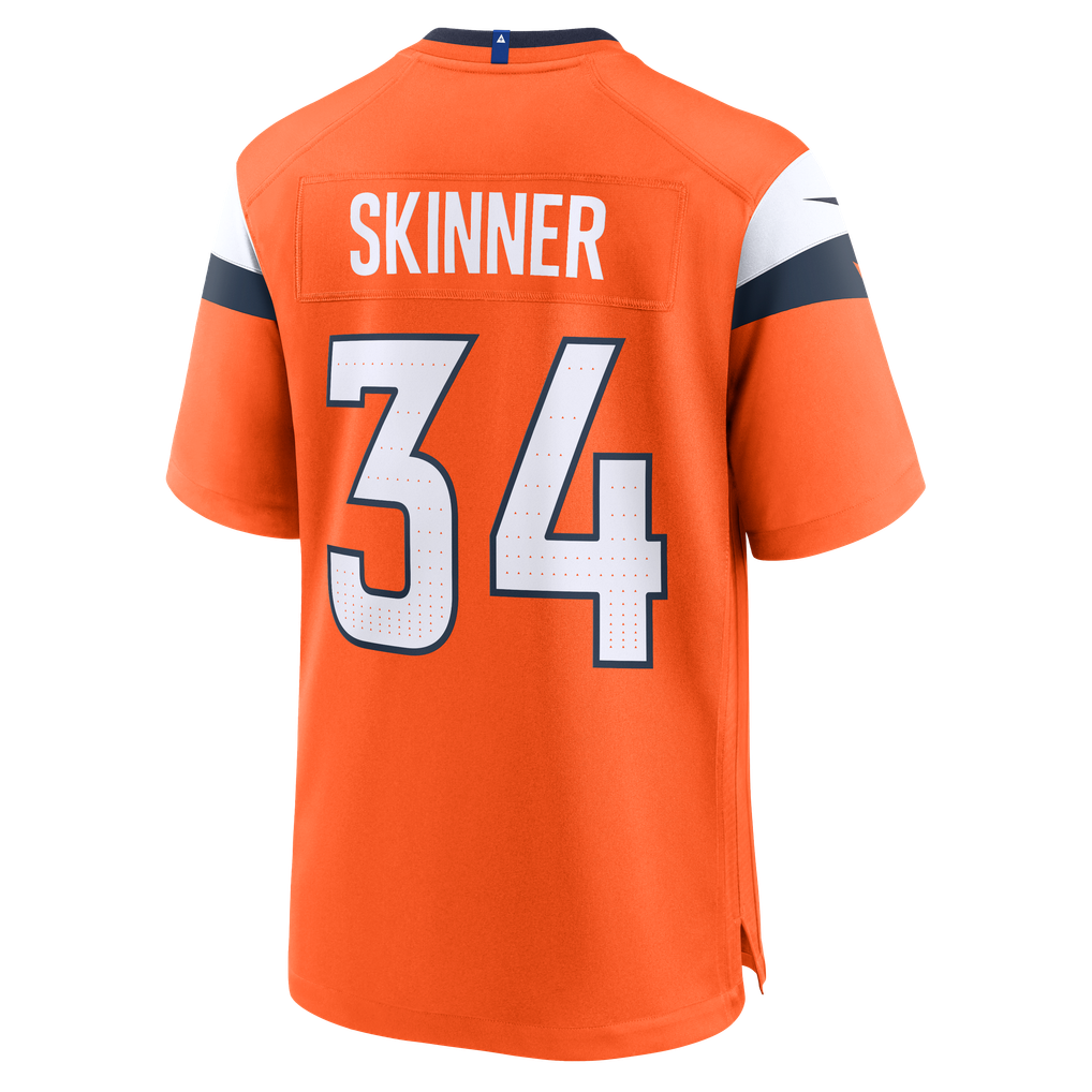 Men's Denver Broncos JL Skinner Nike  Orange Team Game Jersey - Image 4