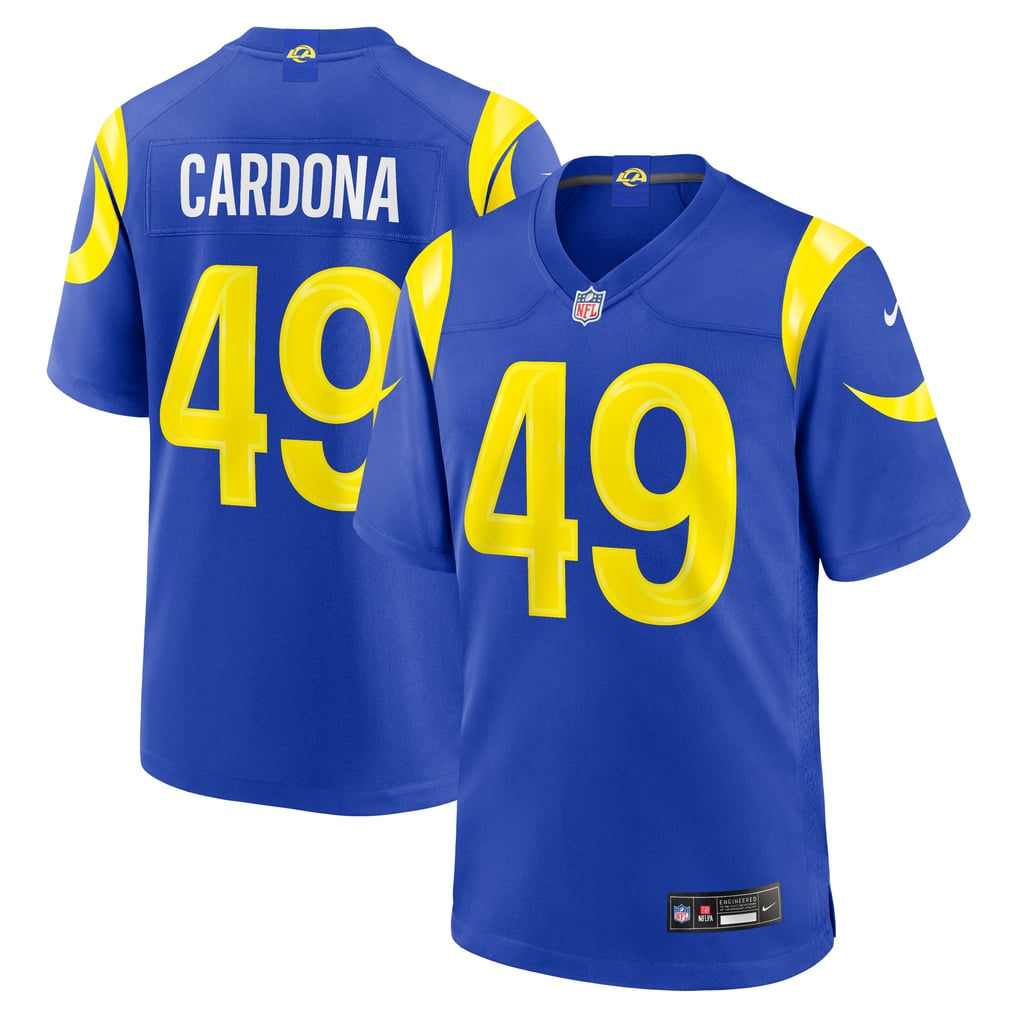 Men's Los Angeles Rams Joe Cardona Nike  Royal Team Game Jersey - Image 2