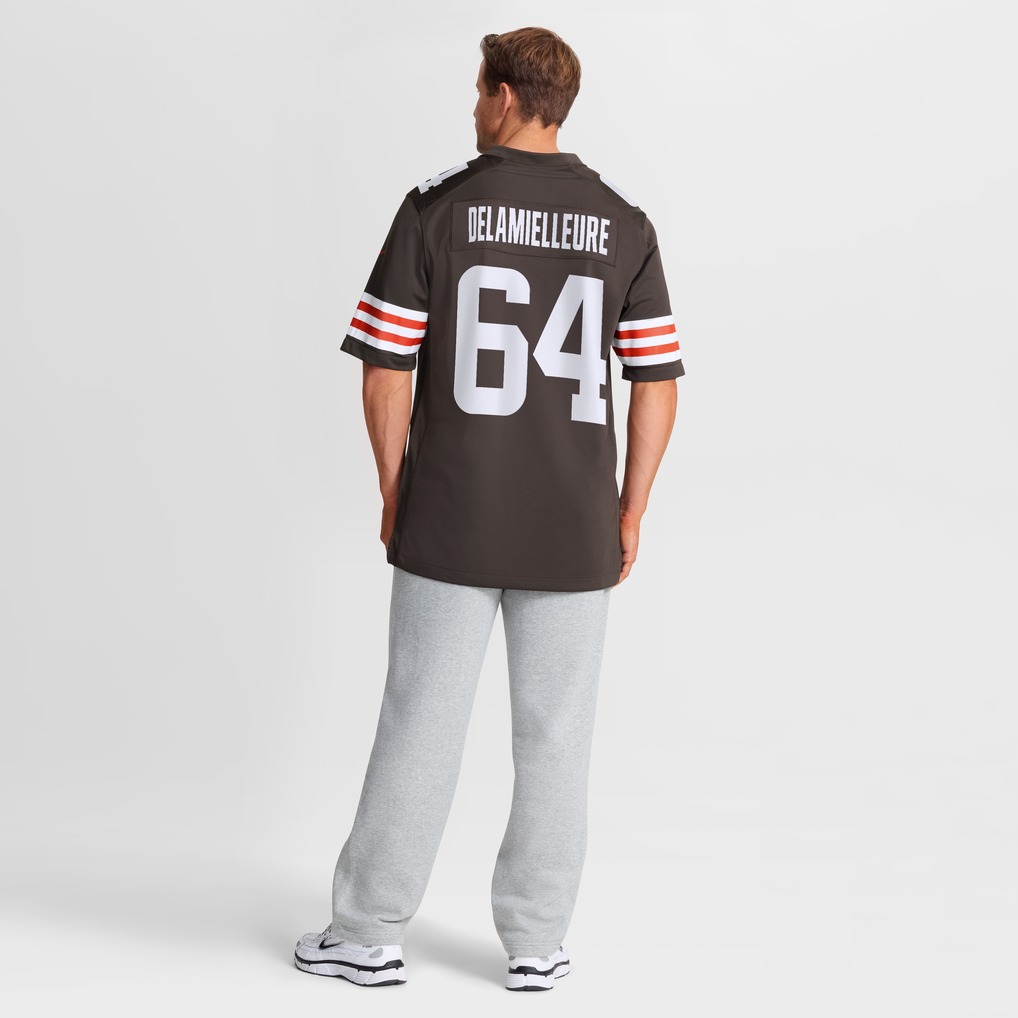 Men's Cleveland Browns Joe DeLamielleure Nike Brown Game Retired Player Jersey - Image 9