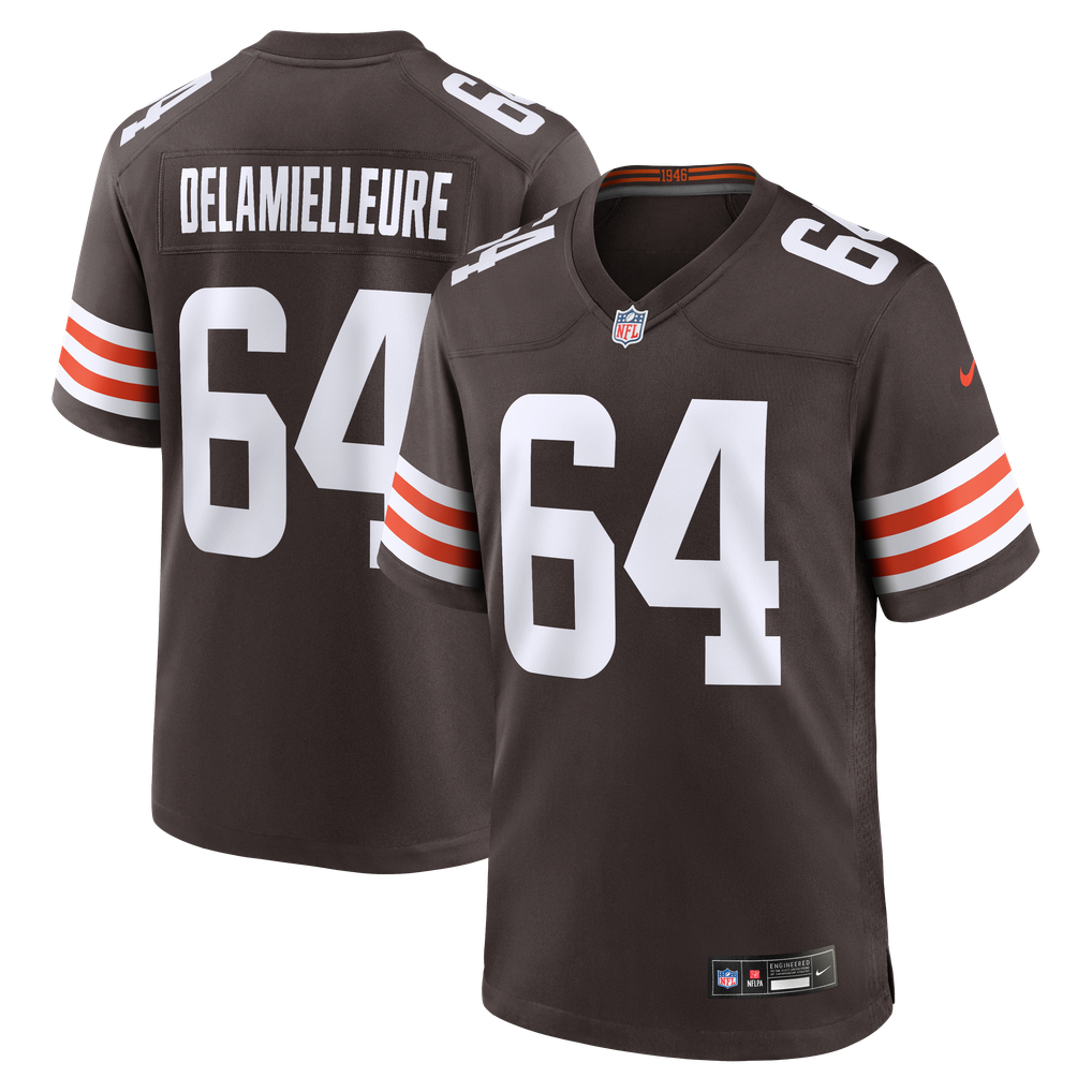 Men's Cleveland Browns Joe DeLamielleure Nike Brown Game Retired Player Jersey - Image 1