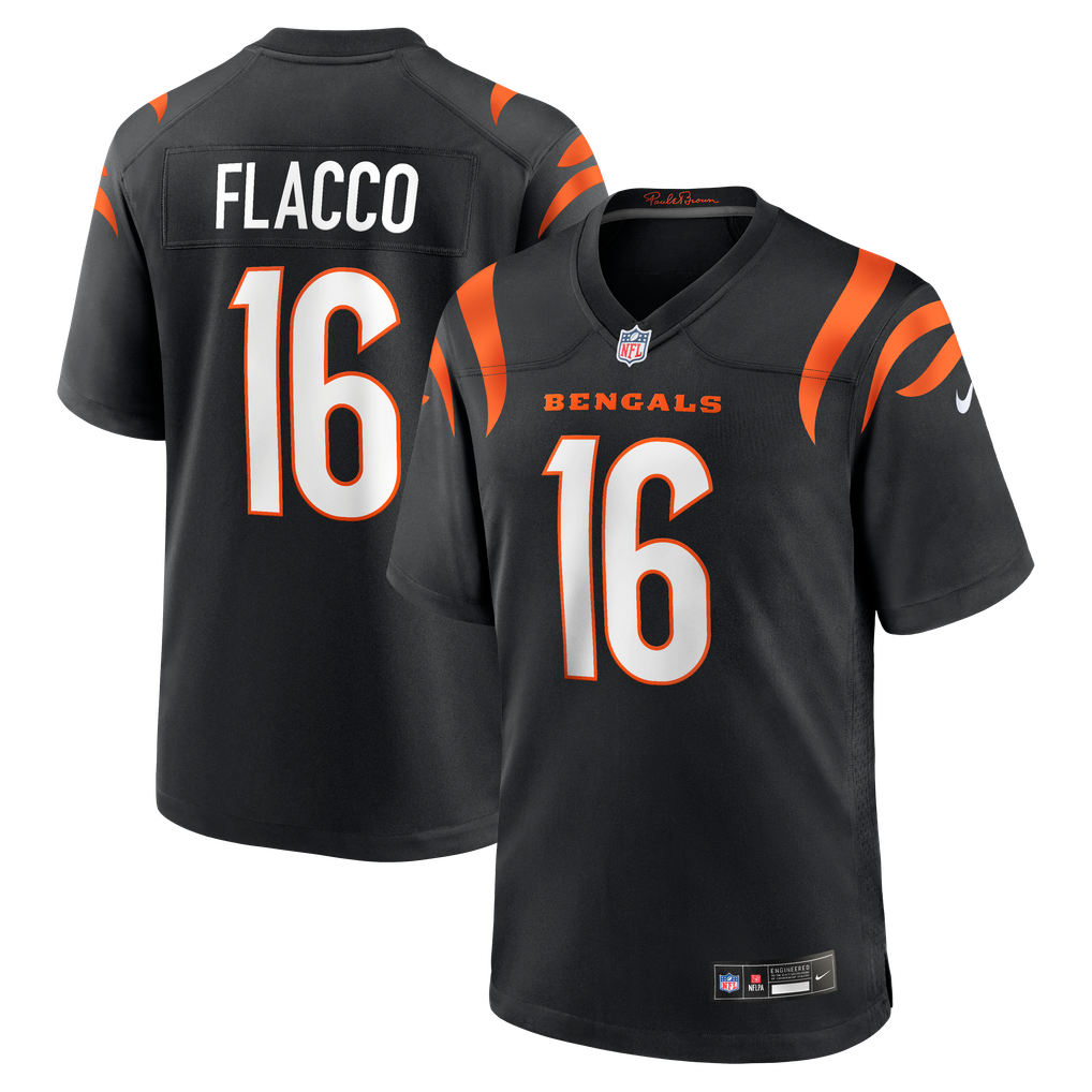 Men's Cincinnati Bengals Joe Flacco Nike Black Team Game Jersey - Image 2