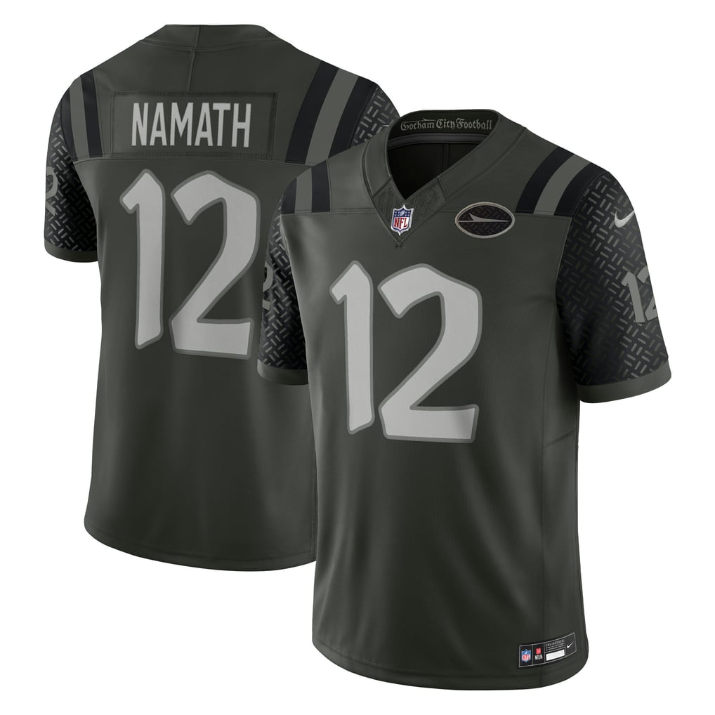 Men's New York Jets Joe Namath Nike Green Rivalries Collection Stitched Limited Jersey - Image 1