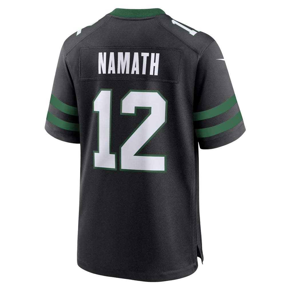 Men's New York Jets Joe Namath Nike Legacy Black Alternate Retired Player Game Jersey - Image 4