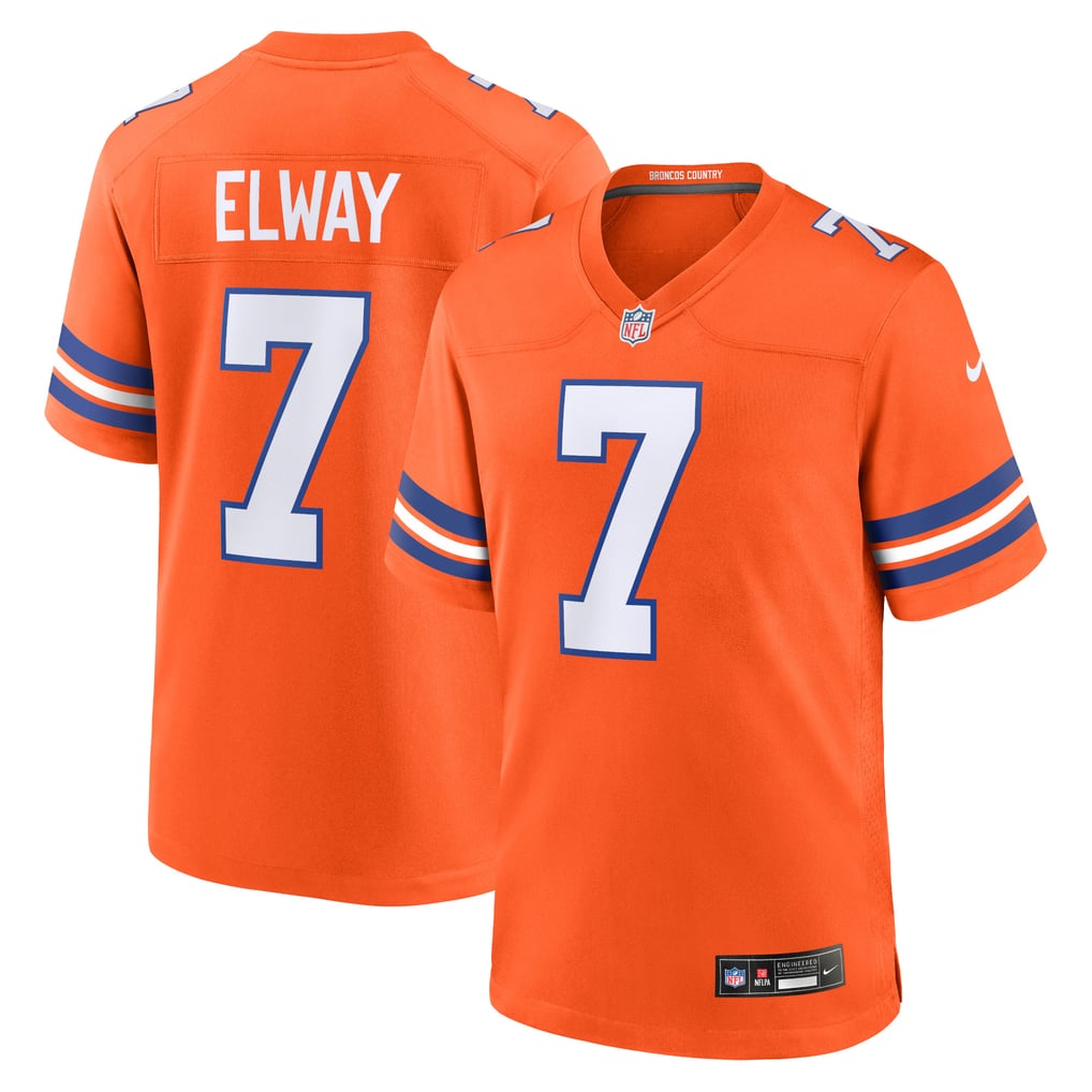 Men's Denver Broncos John Elway Nike Orange Mile High Collection 1977 Throwback Retired Player Game Jersey - Image 2