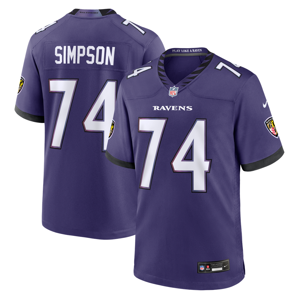 Men's Baltimore Ravens John Simpson Nike Purple Team Game Jersey