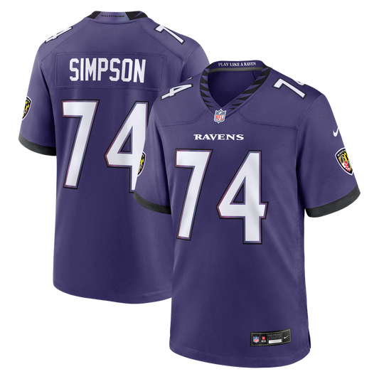 Men's Baltimore Ravens John Simpson Nike Purple Team Game Jersey