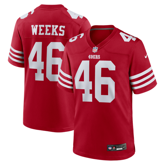 Men's San Francisco 49ers Jon Weeks Nike  Scarlet Team Game Jersey - Image 1