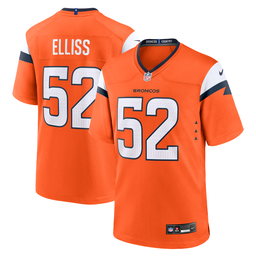 Men's Denver Broncos Jonah Elliss Nike  Orange Team Game Jersey - Image 1