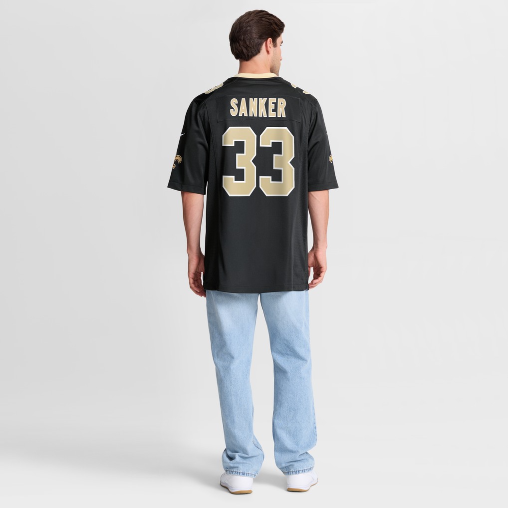 Men's New Orleans Saints Jonas Sanker Nike  Black Team Game Jersey - Image 9