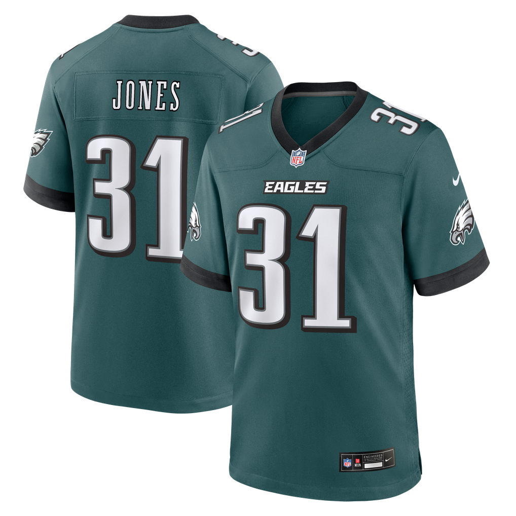 Men's Philadelphia Eagles Jonathan Jones Nike Midnight Green Team Game Jersey - Image 1