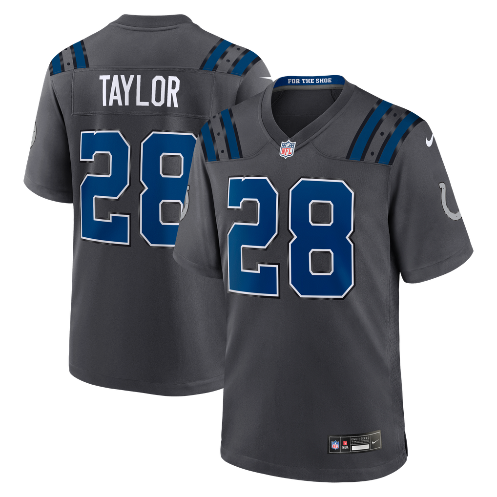 Men's Indianapolis Colts Jonathan Taylor Nike Anthracite 2026 Rivalries Collection Game Jersey - Image 2
