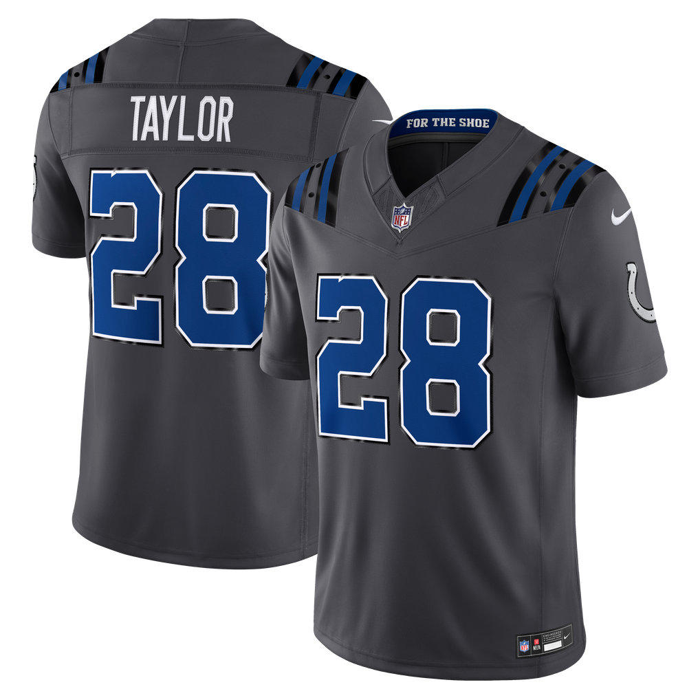 Men's Indianapolis Colts Jonathan Taylor Nike Anthracite 2026 Rivalries Collection Stitched Limited Jersey - Image 1