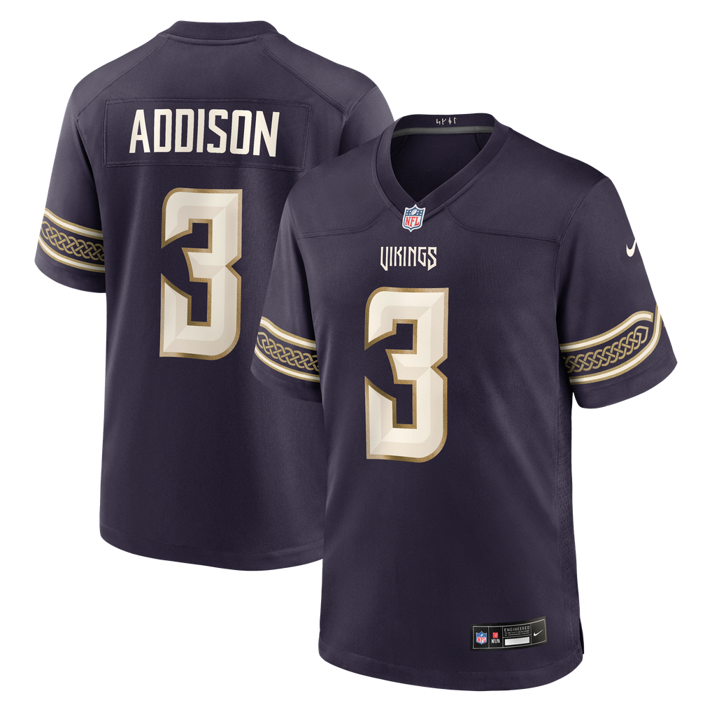 Men's Minnesota Vikings Jordan Addison Nike Purple 2026 Rivalries Collection Game Jersey - Image 2