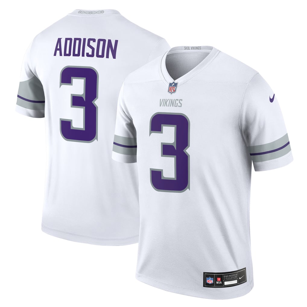 Men's Minnesota Vikings Jordan Addison Nike White Legend Player Performance Top - Image 1
