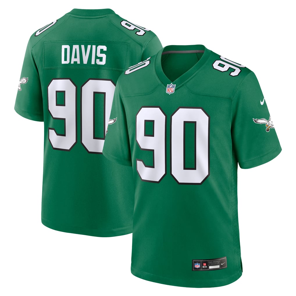 Men's Philadelphia Eagles Jordan Davis Nike Kelly Green Alternate Game Jersey - Image 1