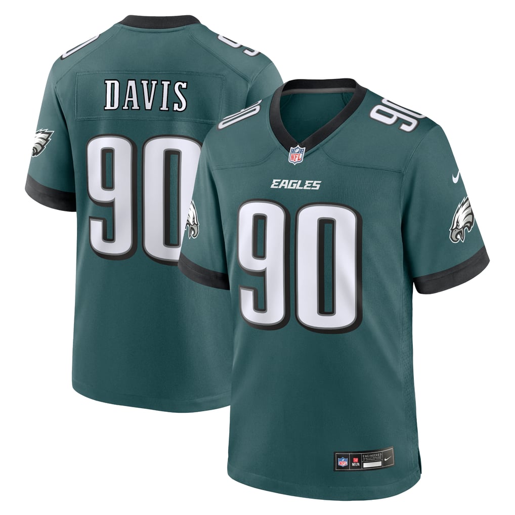 Men's Philadelphia Eagles Jordan Davis Nike Midnight Green Team Game Jersey - Image 2