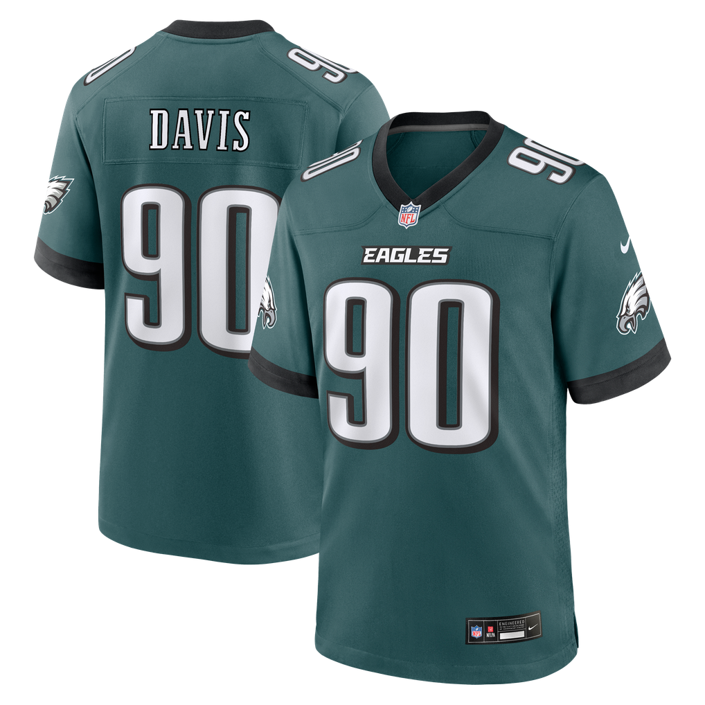 Men's Philadelphia Eagles Jordan Davis Nike  Midnight Green Team Game Jersey - Image 1