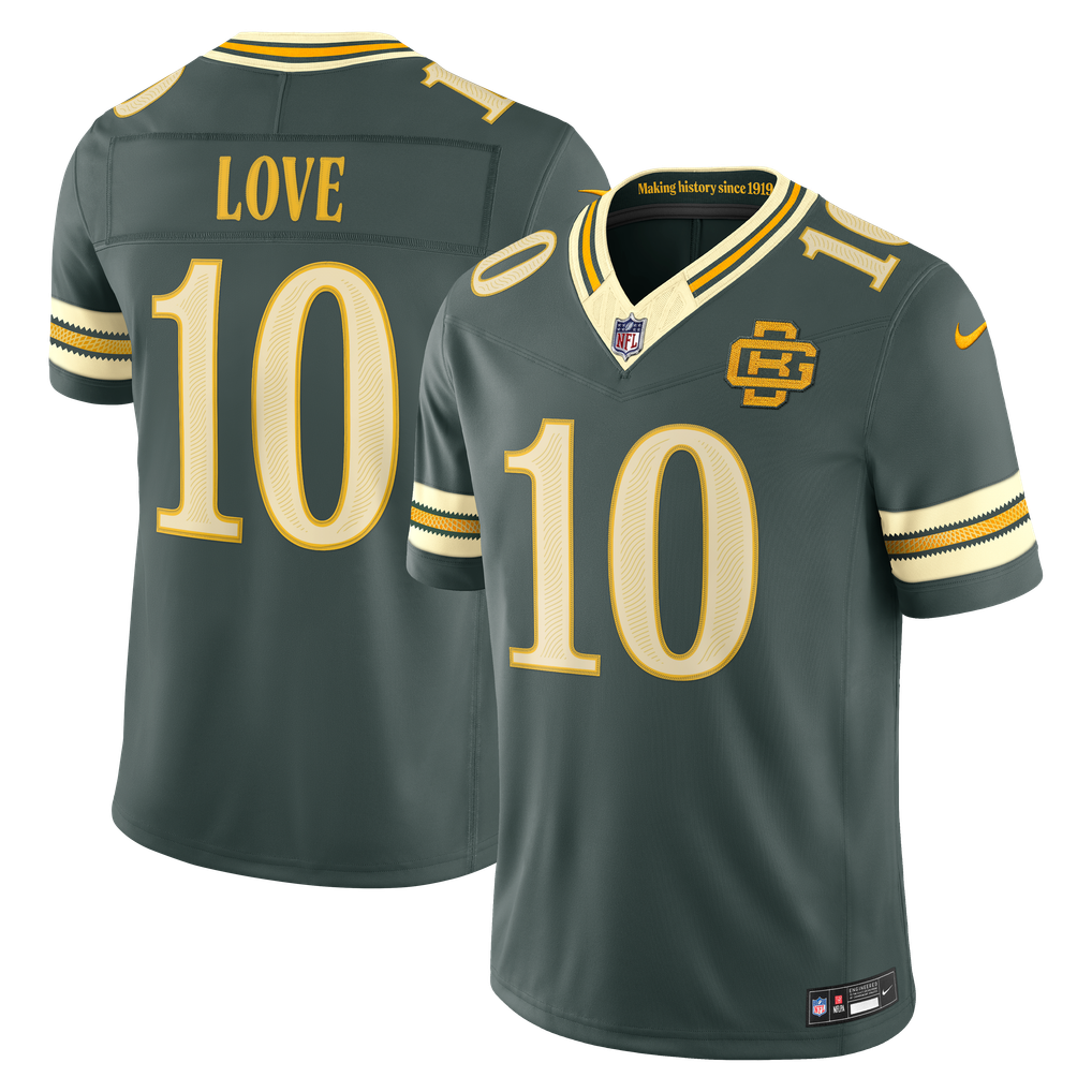 Men's Green Bay Packers Jordan Love Nike Green 2026 Rivalries Collection Stitched Limited Jersey - Image 1