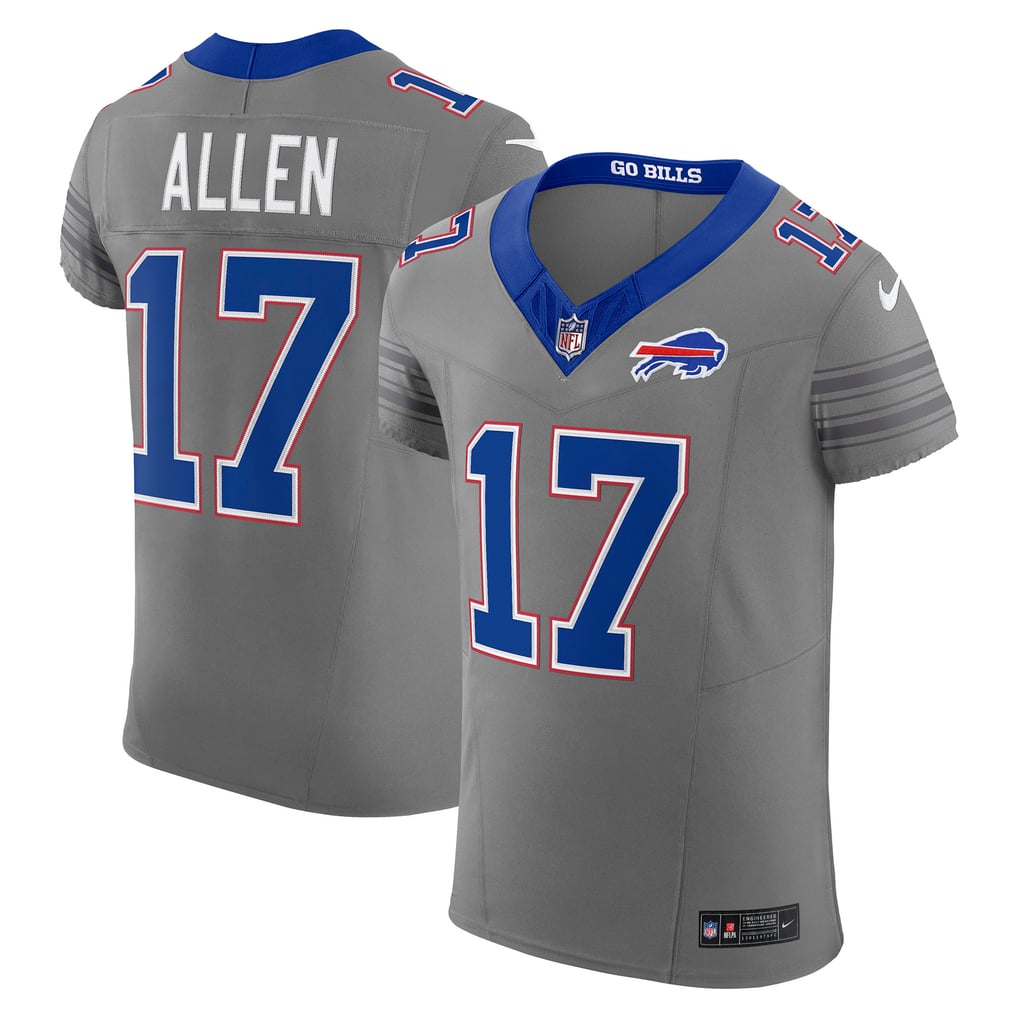 Men's Buffalo Bills Josh Allen Nike Gray Nickel City Vapor F.U.S.E. Elite Jersey - Image 1