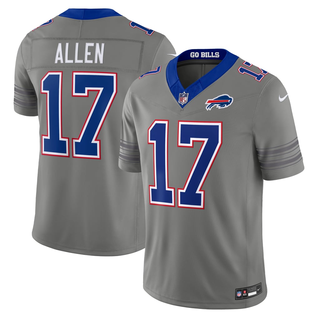 Men's Buffalo Bills Josh Allen Nike Gray Nickel City Vapor F.U.S.E. Stitched Limited Jersey - Image 2