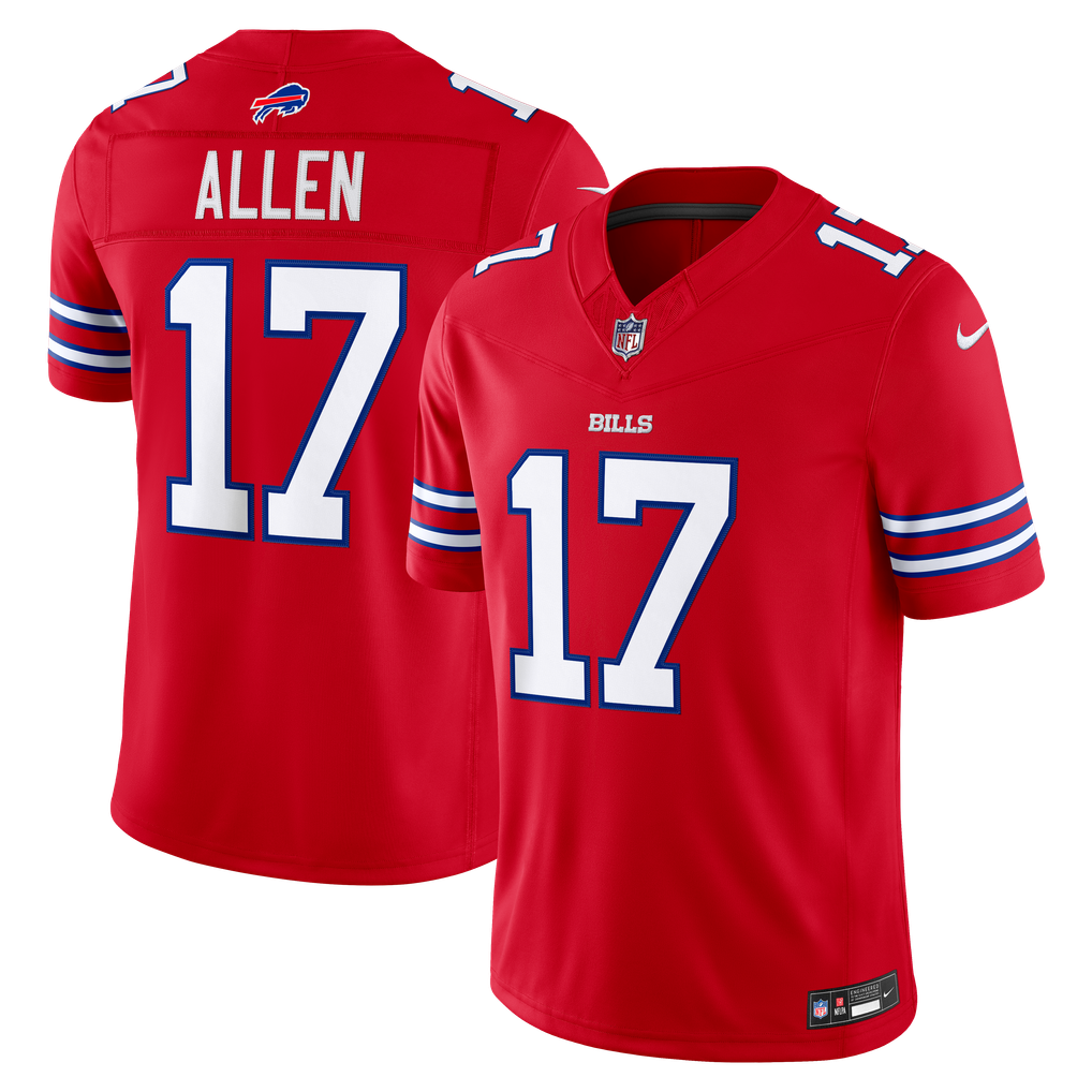 Men's Buffalo Bills Josh Allen Nike Red Alternate Vapor F.U.S.E. Stitched Limited Jersey - Image 1