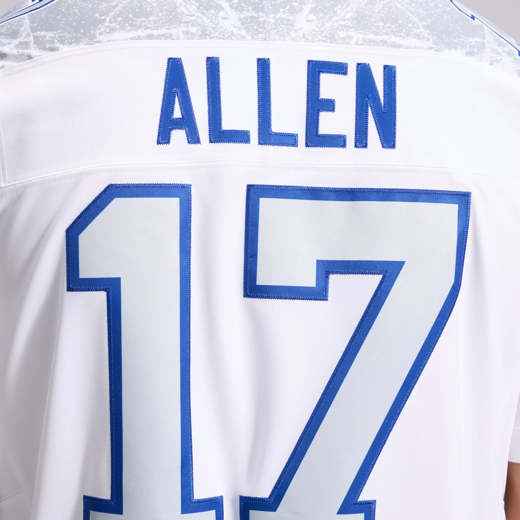 Men's Buffalo Bills Josh Allen Nike White Rivalries Collection Stitched Limited Jersey - Image 15