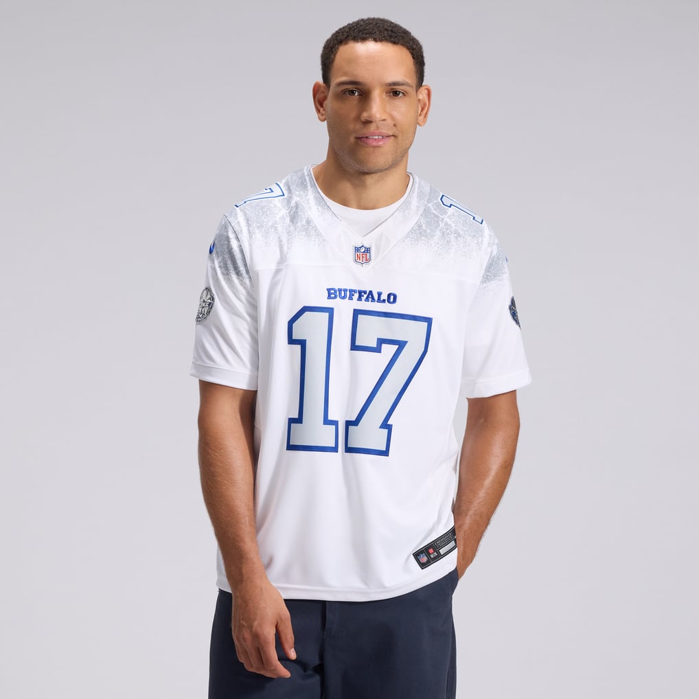 Men's Buffalo Bills Josh Allen Nike White Rivalries Collection Stitched Limited Jersey - Image 3