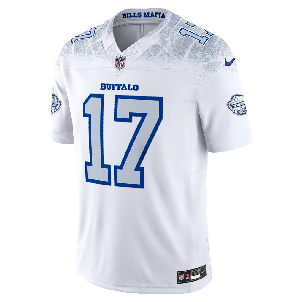 Men's Buffalo Bills Josh Allen Nike White Rivalries Collection Stitched Limited Jersey - Image 7
