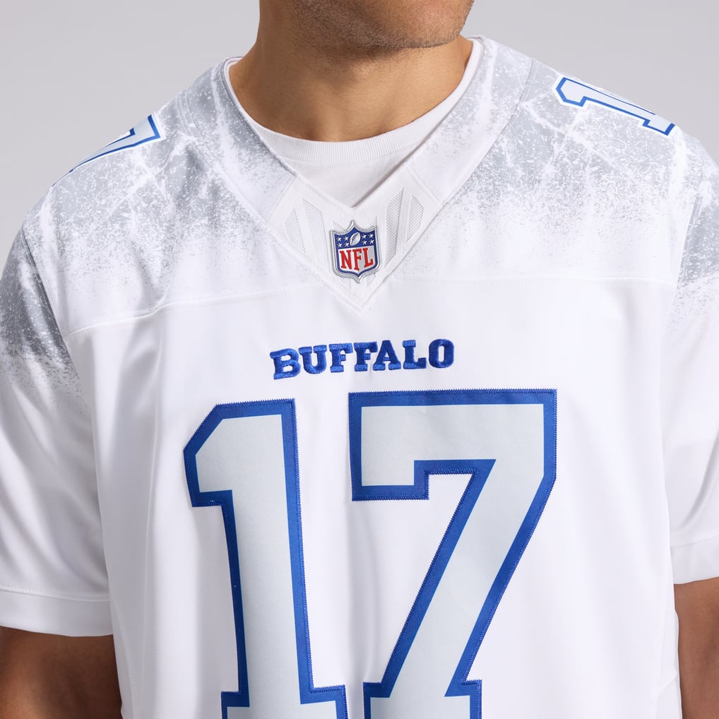 Men's Buffalo Bills Josh Allen Nike White Rivalries Collection Stitched Limited Jersey - Image 9
