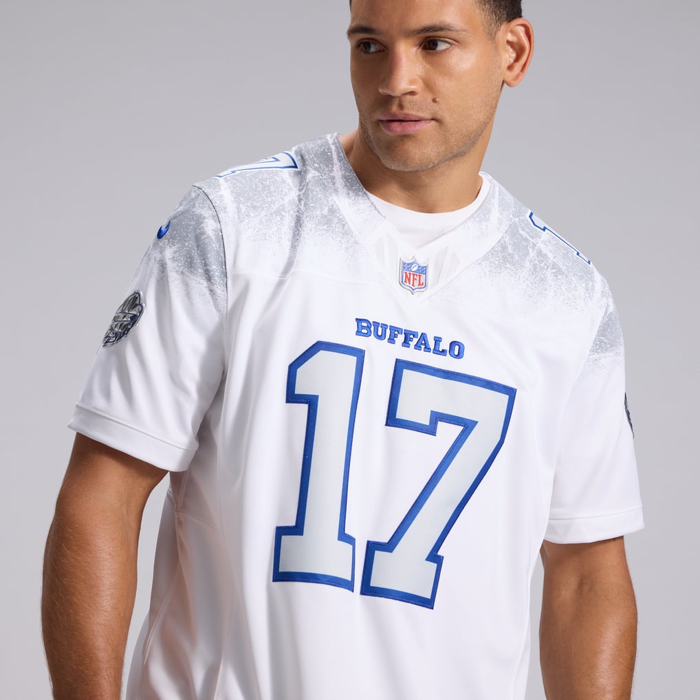 Men's Buffalo Bills Josh Allen Nike White Rivalries Collection Stitched Limited Jersey - Image 10