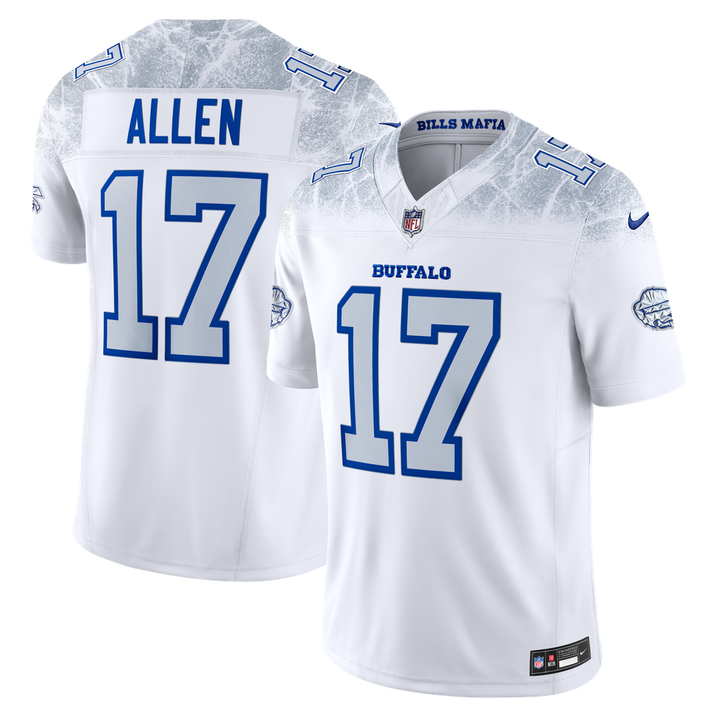 Men's Buffalo Bills Josh Allen Nike White Rivalries Collection Stitched Limited Jersey - Image 1